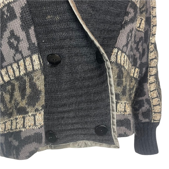 ESCADA Women's Black Geometric Print Knit Wool/Alpaca Oversized Cardigan Size 38 - Picture 2 of 15